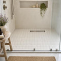 Freska 2x2 Honed Limestone Mosaic Tile — Bathroom shower floor