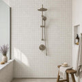 Freska 2x2 Honed Limestone Mosaic Tile — Bathroom shower wall