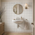 Freska 2x2 Honed Limestone Mosaic Tile — Powder Room wall