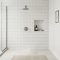 Freska 2x4 Subway Honed Limestone Mosaic — Bathroom shower wall