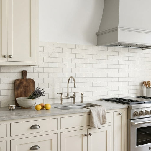 Freska 2x4 Subway Honed Limestone Mosaic — Kitchen backsplash