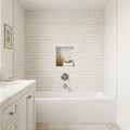 Freska 2x4 Subway Splitface Limestone Mosaic — Bathroom tub surround