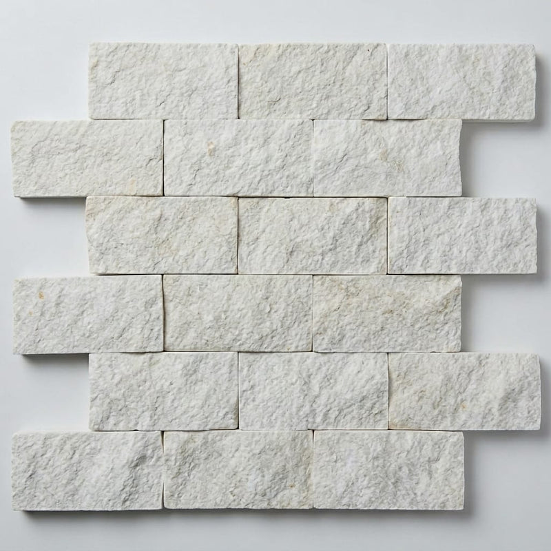 Freska 2x4 Subway Splitface Limestone Mosaic close-up