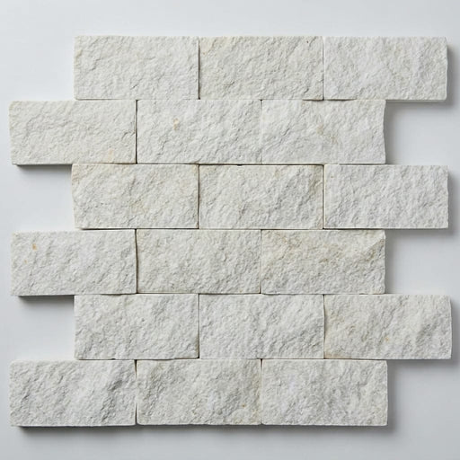 Freska 2x4 Subway Splitface Limestone Mosaic close-up