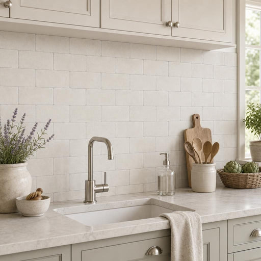 Freska 3x6 Tumbled Limestone Tile — Kitchen backsplash