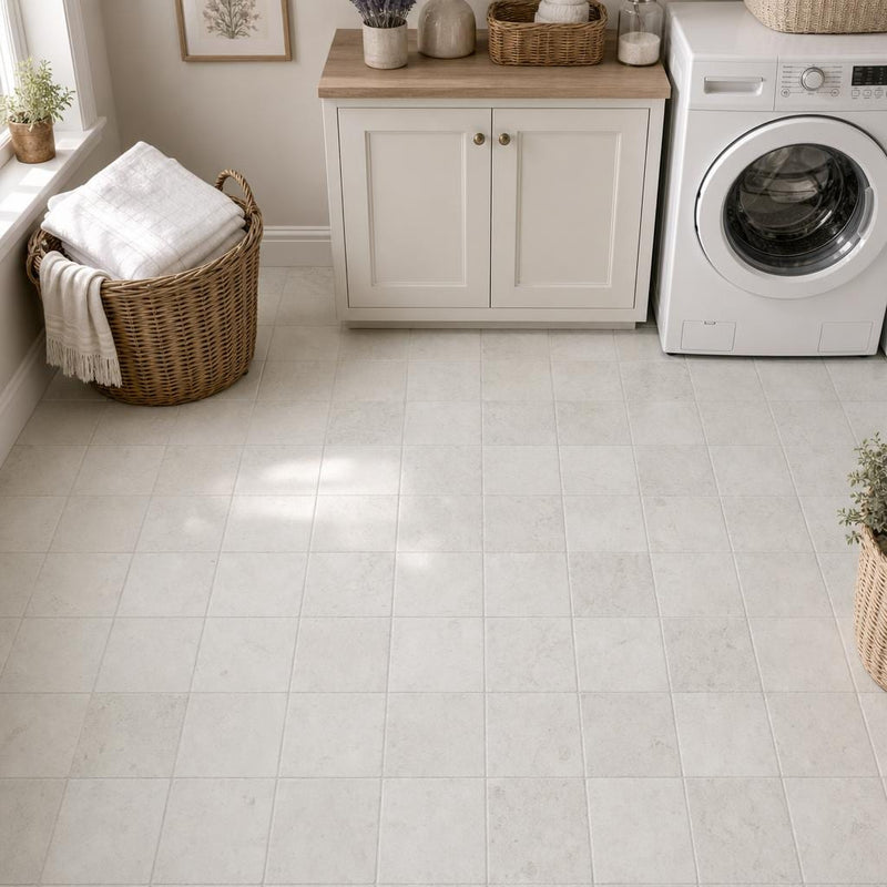 Freska 6x6 Tumbled Limestone Tile — Laundry Room floor
