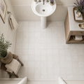 Freska 6x6 Tumbled Limestone Tile — Powder Room floor