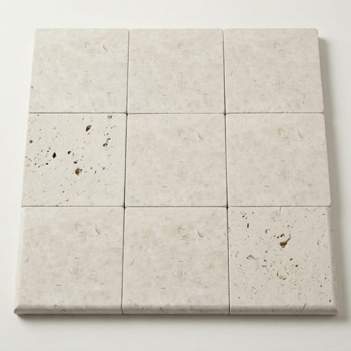 Freska Limestone Coping 12x12 Unfilled, Honed Bullnose 2 inch close-up