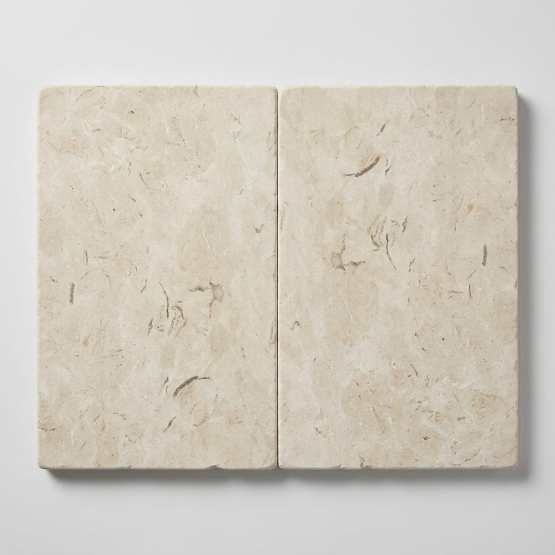 Freska Limestone Coping 12x18 Tumbled Double Bullnose 1.25 inch 16x24 close-up