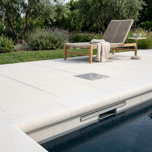 Freska Limestone Coping 6x12 Tumbled Bullnose 2 inch pool coping — Swimming Pool remodel pool edge
