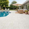 Freska Limestone Paver 12x24 Tumbled 1.25 inch — Backyard pool deck