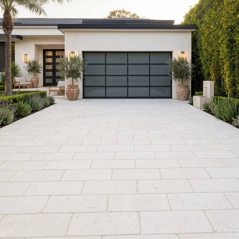Freska Limestone Paver 12x24 Tumbled 1.25 inch — Front Yard driveway