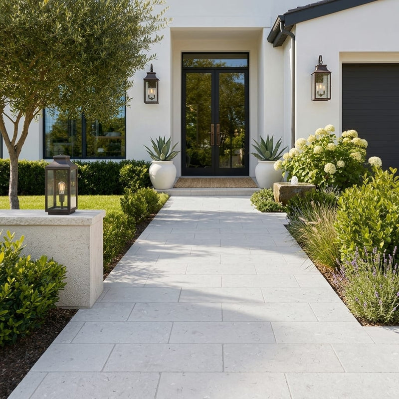 Freska Limestone Paver 12x24 Tumbled 1.25 inch — Front Yard walkway