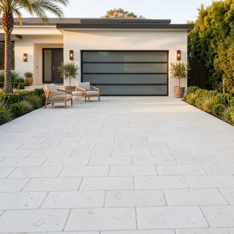 Freska Limestone Paver 12x24 Tumbled 2 inch — Front Yard driveway