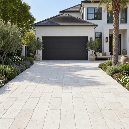 Freska Limestone Paver 16x24 Tumbled 1.25 inch — Front Yard driveway