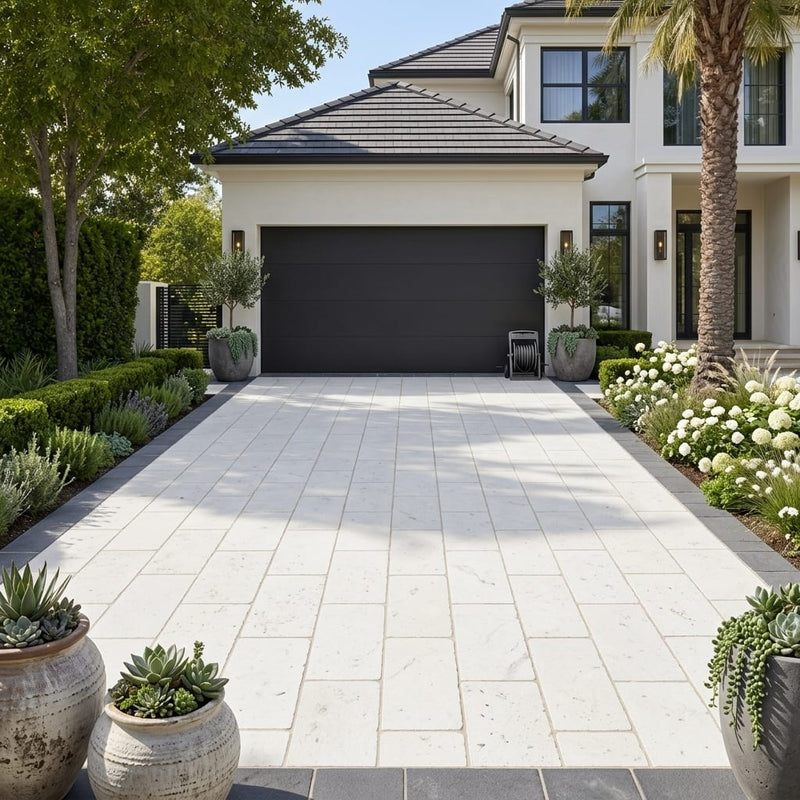 Freska Limestone Paver 16x24 Tumbled 2 inch — Front Yard driveway