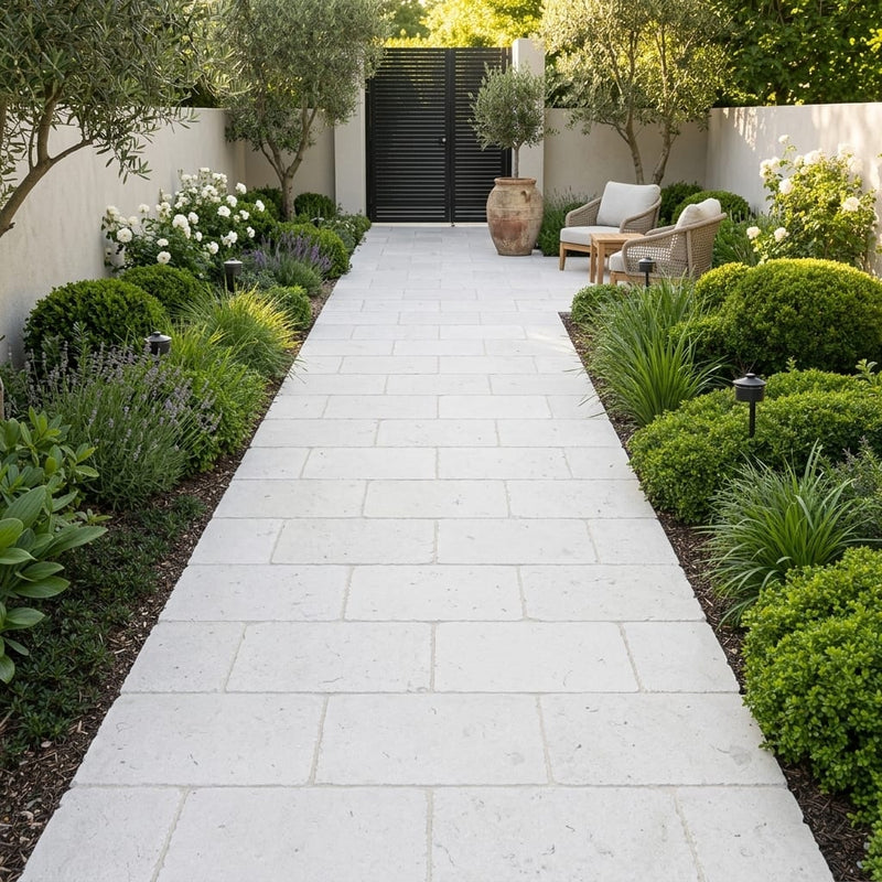 Freska Limestone Paver 16x24 Tumbled 2 inch — Garden path