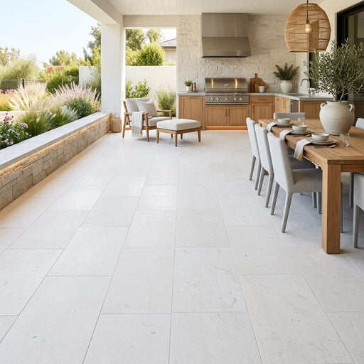 Freska Limestone Paver 16x30 Brushed 2 inch 18x36 — Backyard patio