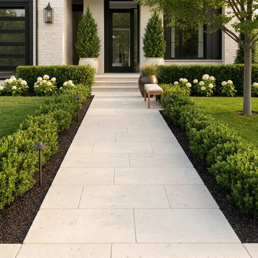 Freska Limestone Paver 16x32 Tumbled 1.25 inch 18x36 — Front Yard walkway