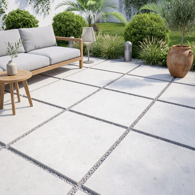 Freska Limestone Paver 24x24 Brushed 1.25 inch — Backyard patio