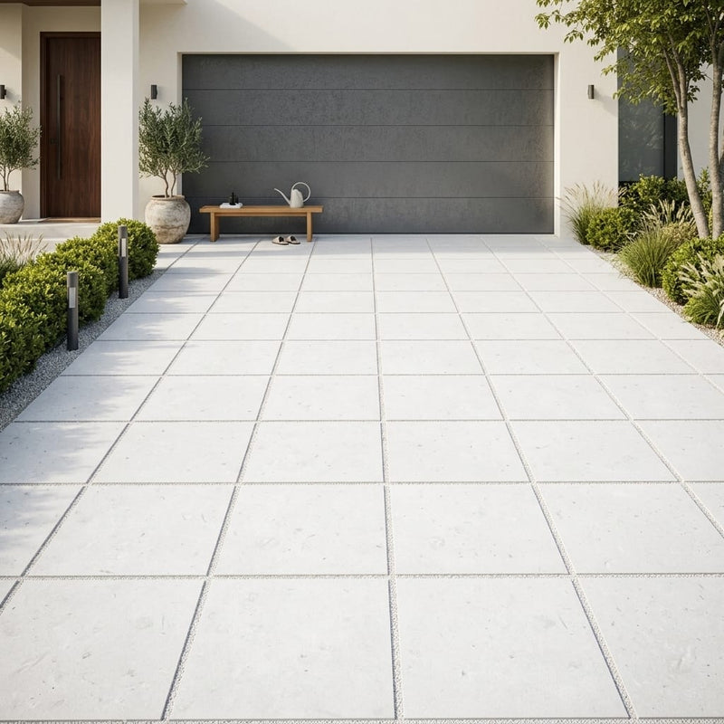 Freska Limestone Paver 24x24 Brushed 1.25 inch — Front Yard driveway