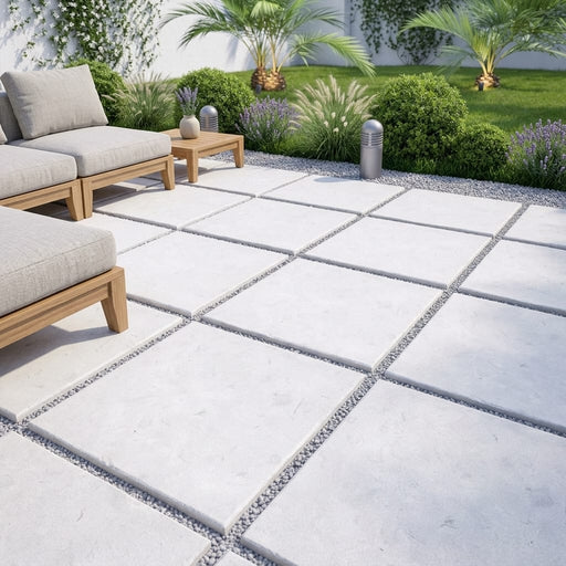 Freska Limestone Paver 24x24 Tumbled 1.25 inch — Backyard patio