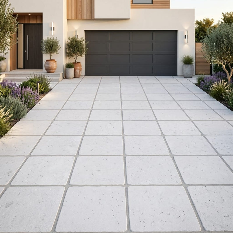 Freska Limestone Paver 24x24 Tumbled 1.25 inch — Front Yard driveway