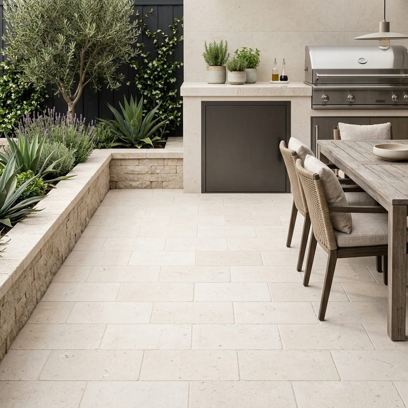 Freska Limestone Paver 6x12 Tumbled 1.25 inch — Backyard patio
