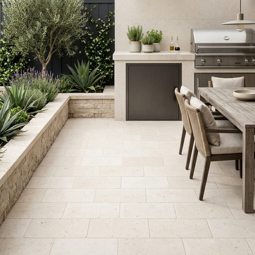 Freska Limestone Paver 6x12 Tumbled 1.25 inch — Backyard patio