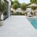 Freska Limestone Paver 6x12 Tumbled 1.25 inch — Backyard pool deck