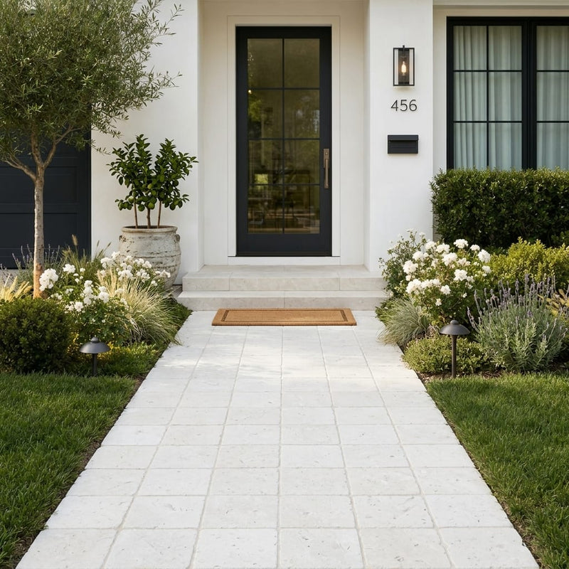 Freska Limestone Paver 6x6 Tumbled 1.25 inch — Front Yard walkway