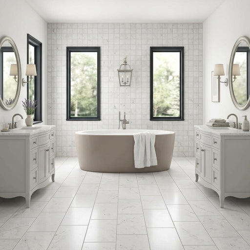 Freska Limestone Tile 12x24 Honed — Bathroom floor