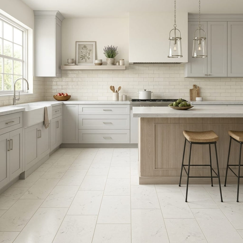 Freska Limestone Tile 12x24 Honed — Kitchen floor