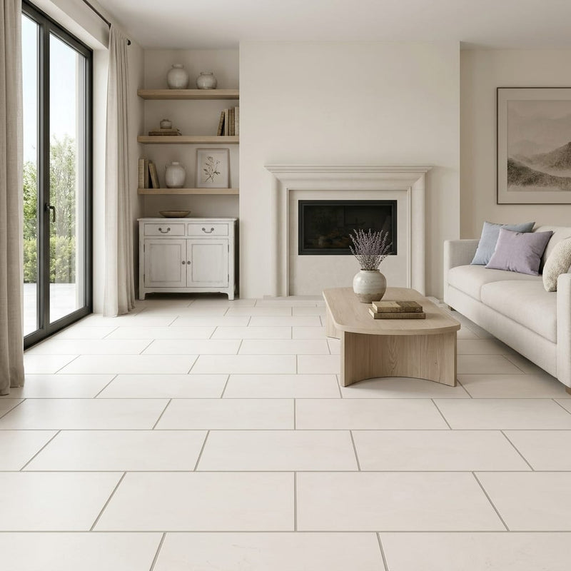 Freska Limestone Tile 12x24 Honed — Living Room floor