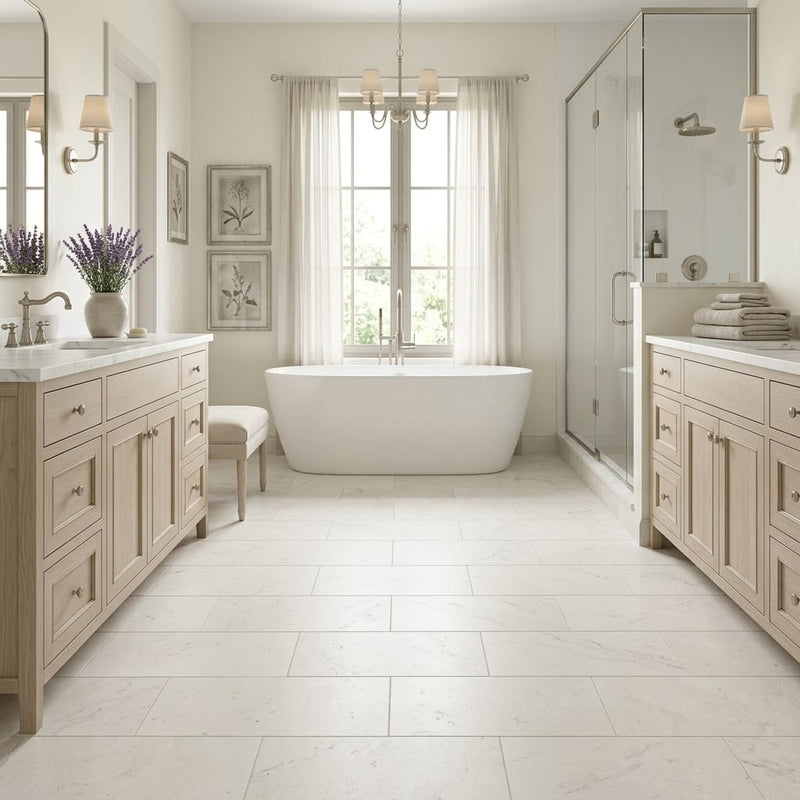 Freska Limestone Tile 12x24 Honed — Primary Bath floor