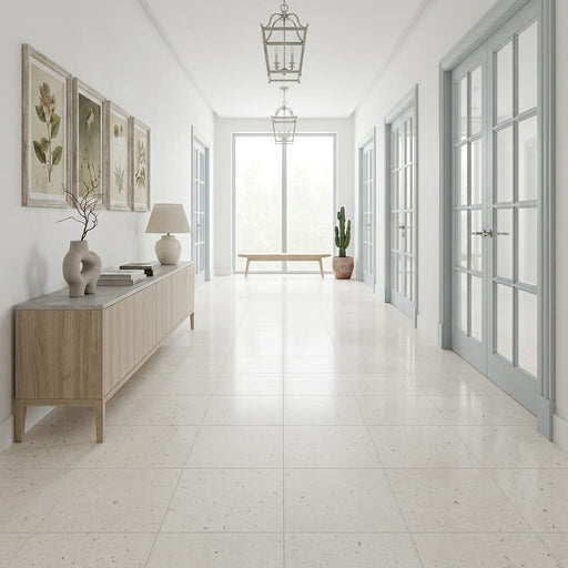 Freska Limestone Tile 18x18 Honed — Hallway floor