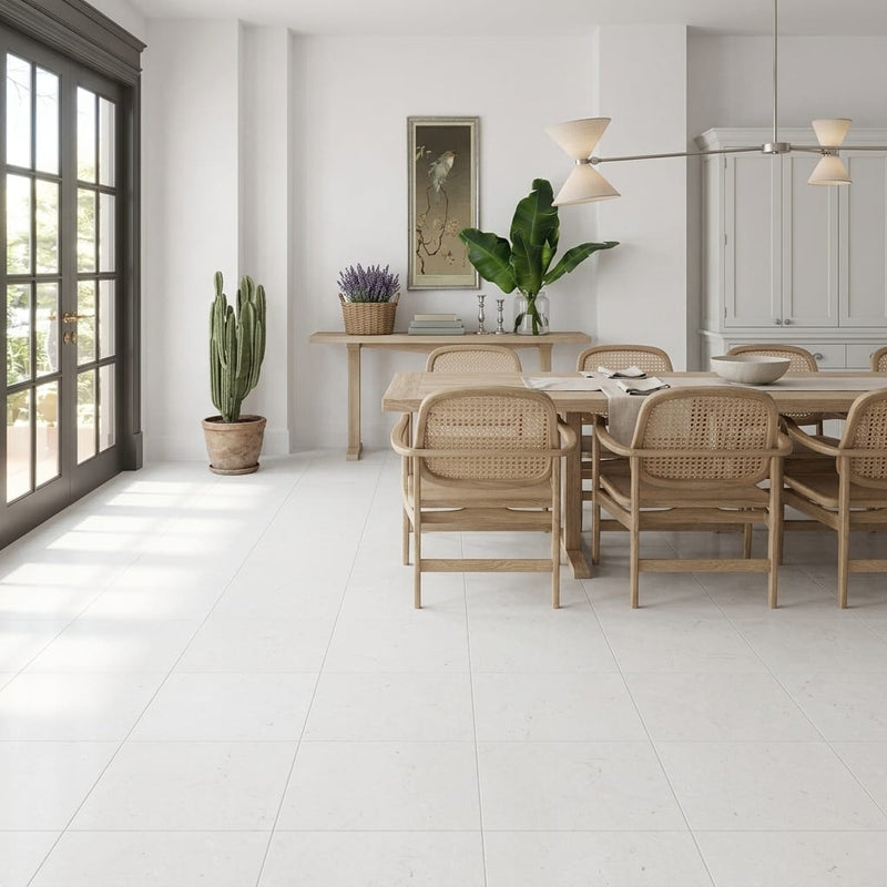 Freska Limestone Tile 18x18 Honed — Living Room floor