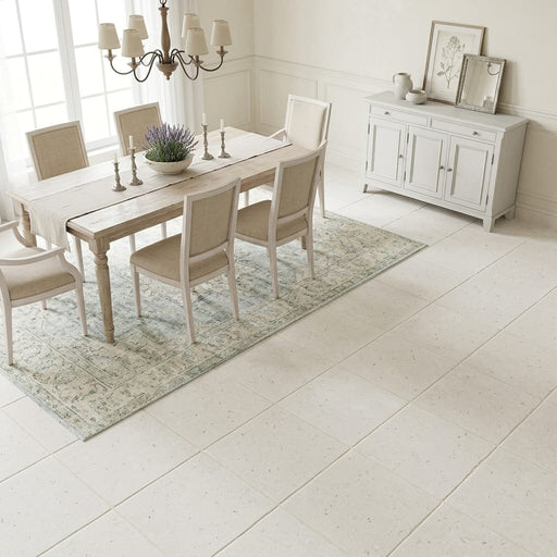 Freska Limestone Tile 18x18 Tumbled — Dining Room floor
