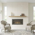 Freska Limestone Tile 24x24 Honed — Living Room fireplace surround