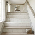 Freska Limestone Tile 3x6 Tumbled — Stairway stair riser edge