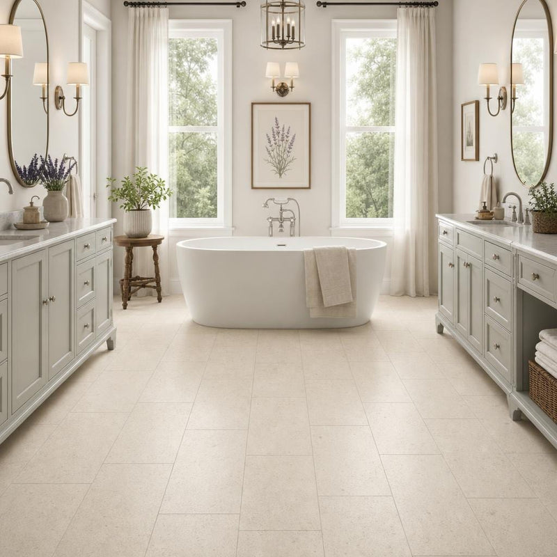 Gascogne Beige 12x24 Honed Limestone Tile — Bathroom floor