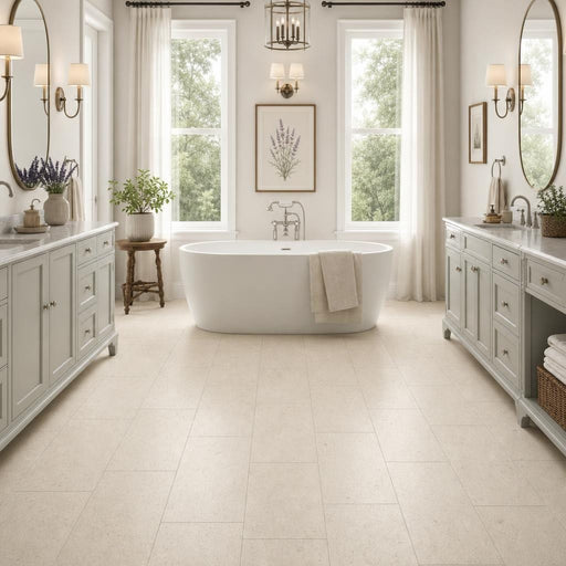Gascogne Beige 12x24 Honed Limestone Tile — Bathroom floor