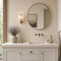 Gascogne Beige 12x24 Honed Limestone Tile — Bathroom vanity wall