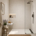Gascogne Beige 18x36 Brushed Natural Limestone Tile — Bathroom shower wall
