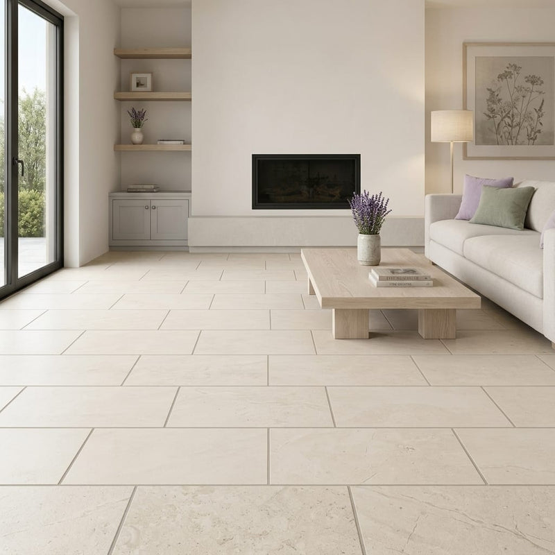 Gascogne Beige Honed 12x24 Honed Limestone Tile — Living Room floor