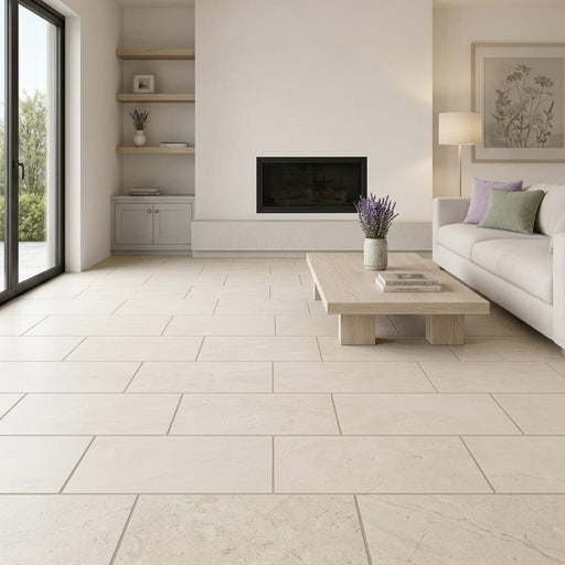 Gascogne Beige Honed 12x24 Honed Limestone Tile — Living Room floor