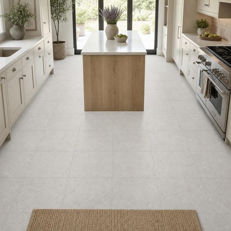 Gascogne Blue 12x12 Honed Natural Limestone Tile — Kitchen floor