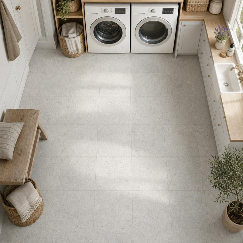 Gascogne Blue 12x12 Honed Natural Limestone Tile — Laundry Room floor