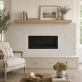 Gascogne Blue 12x24 Honed Limestone Tile — Living Room fireplace surround