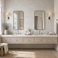 Gascogne Blue 18x36 Honed Limestone Tile — Bathroom vanity wall